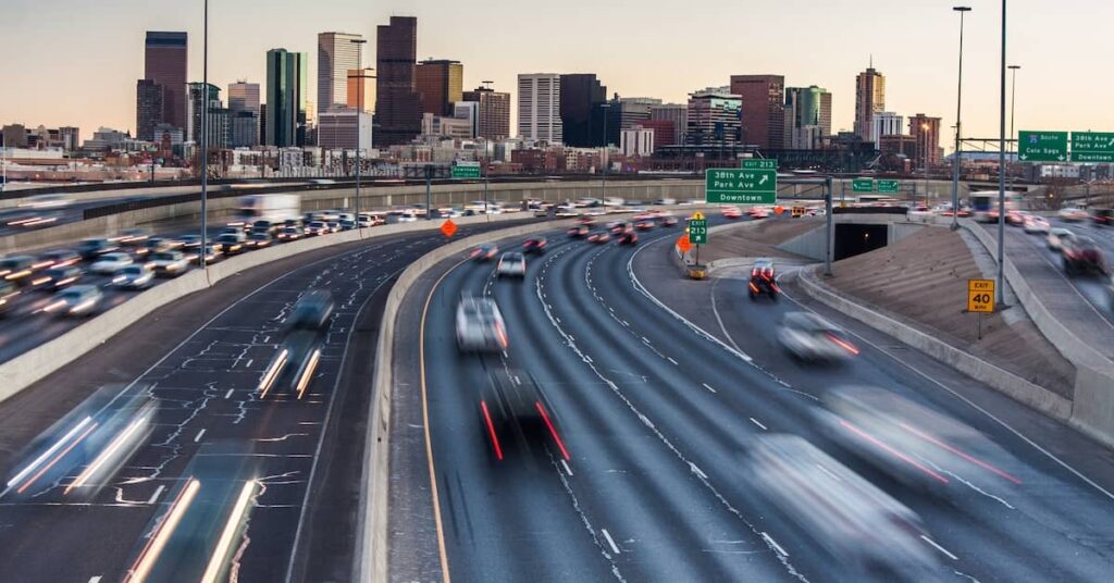 Fast-moving traffic on I-25 in Denver | Burg Simpson